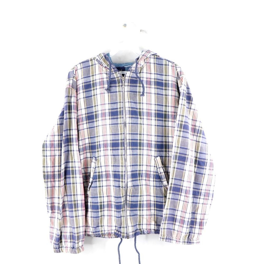 Vintage 90s Streetwear Plaid Zip Up Hooded Jacket